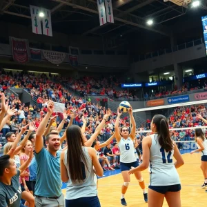 Scene from the women's college volleyball tournament in Nashville