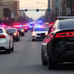 A police vehicle pursuing a stolen car in Nashville
