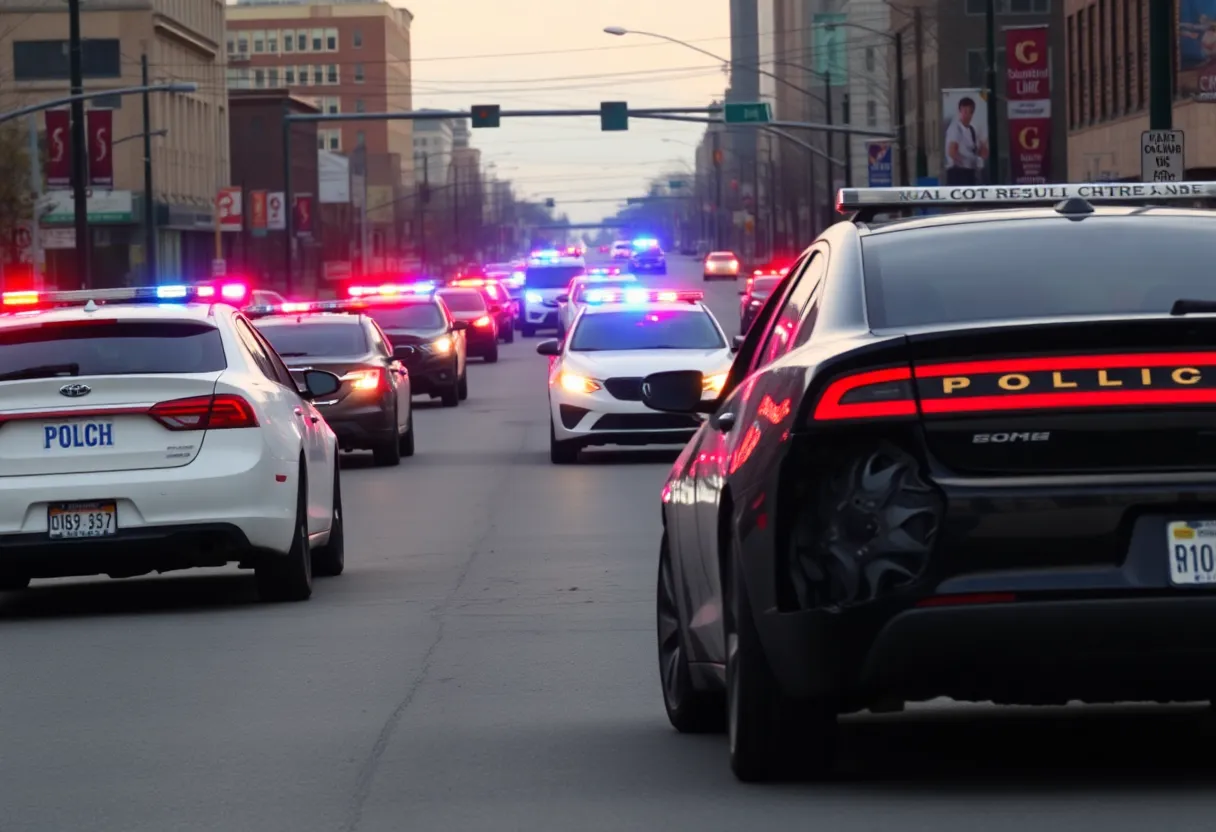 A police vehicle pursuing a stolen car in Nashville