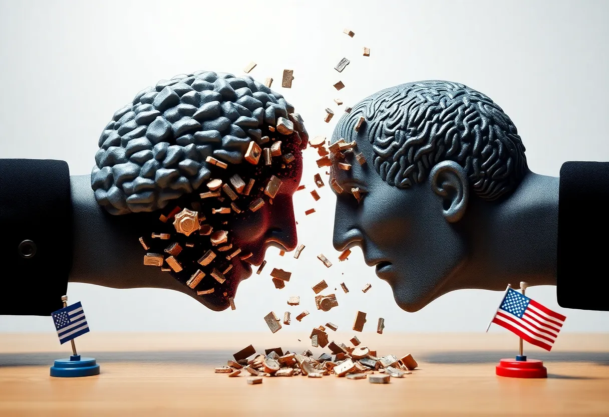 Abstract art symbolizing political tension in intelligence analysis