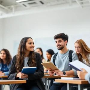 Diverse students actively participating in classroom learning