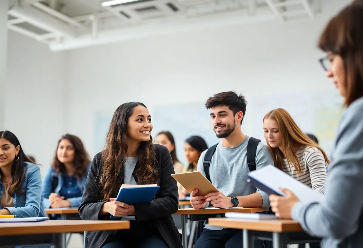 Diverse students actively participating in classroom learning