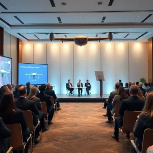 Participants at the Tennessee Drone Symposium engaging in discussions about drone technology.