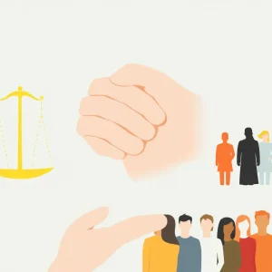 Abstract representation of human rights illustrating equality and diversity.