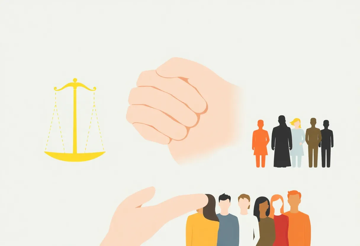 Abstract representation of human rights illustrating equality and diversity.