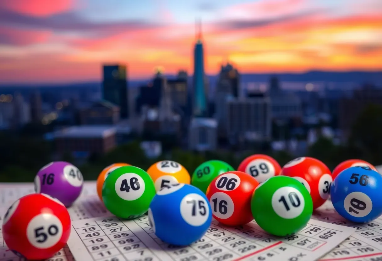 Winning tickets and lottery balls representing the Tennessee Lottery draws