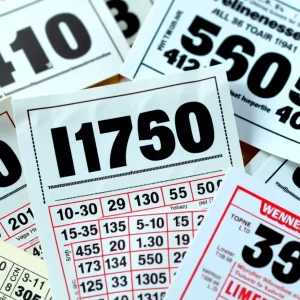 Winning numbers displayed on a lottery ticket