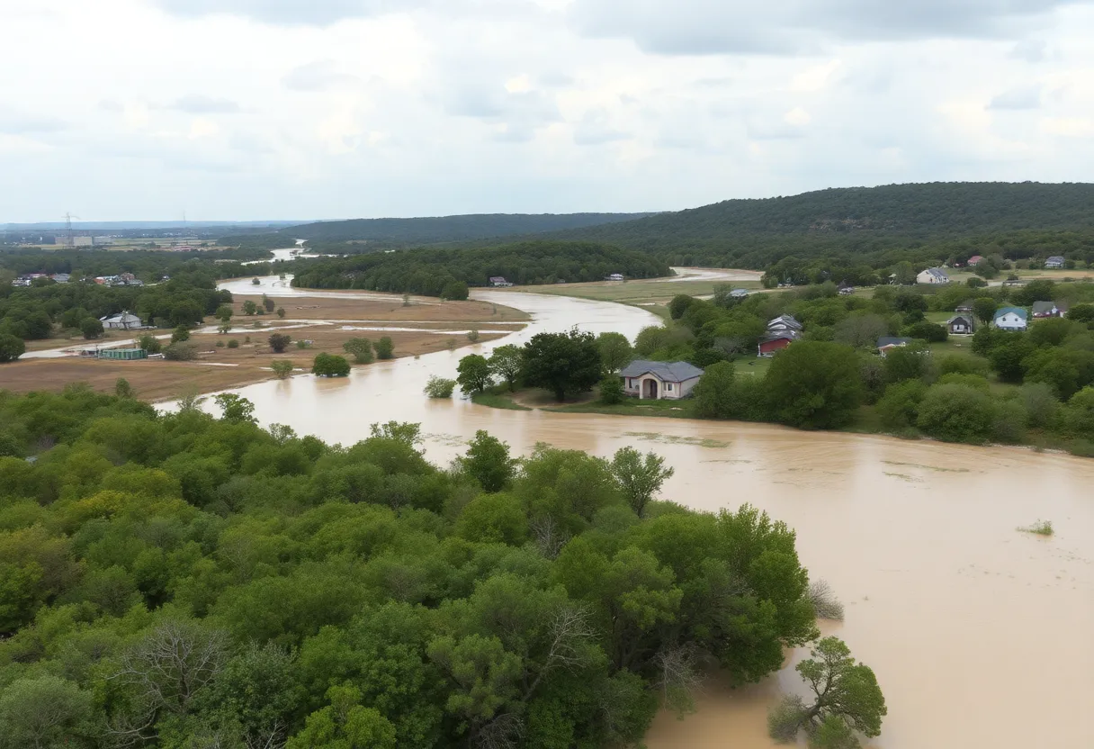 Flooded Texas Hill Country landscape