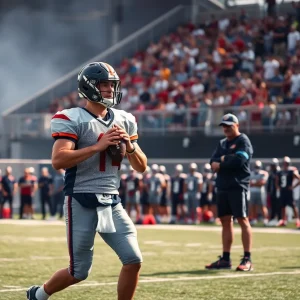 Tennessee Titans quarterback practicing during training camp