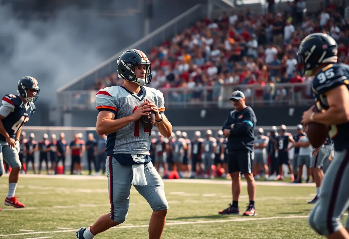 Tennessee Titans quarterback practicing during training camp