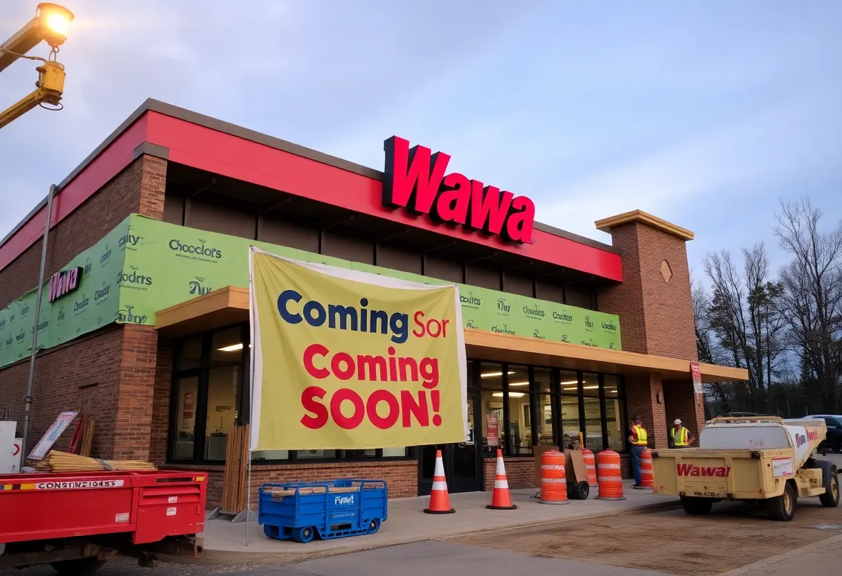 Construction of a new Wawa store in Murfreesboro, Tennessee.