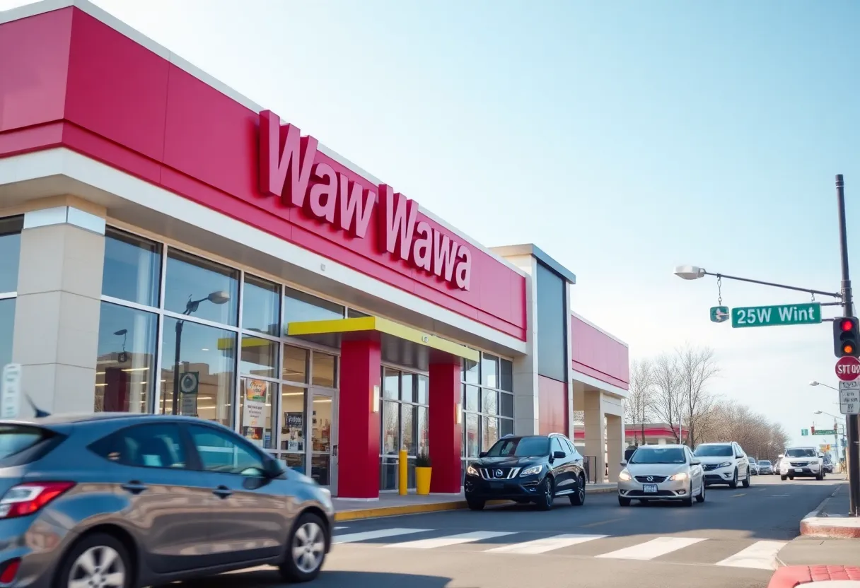 Exterior view of a newly built Wawa convenience store in Davidson County