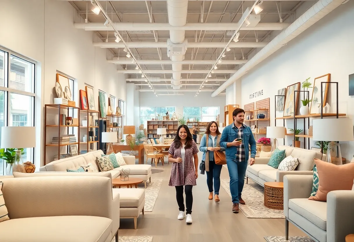 Interior of the new Bed Bath & Beyond Home store in Nashville with various home decor items.