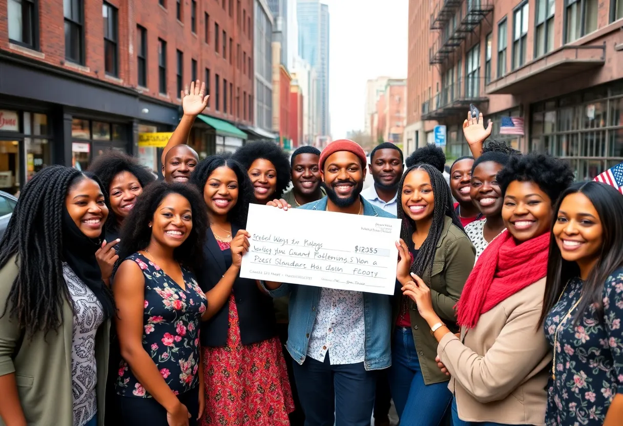 Small business owners in Nashville celebrating Comcast RISE grants