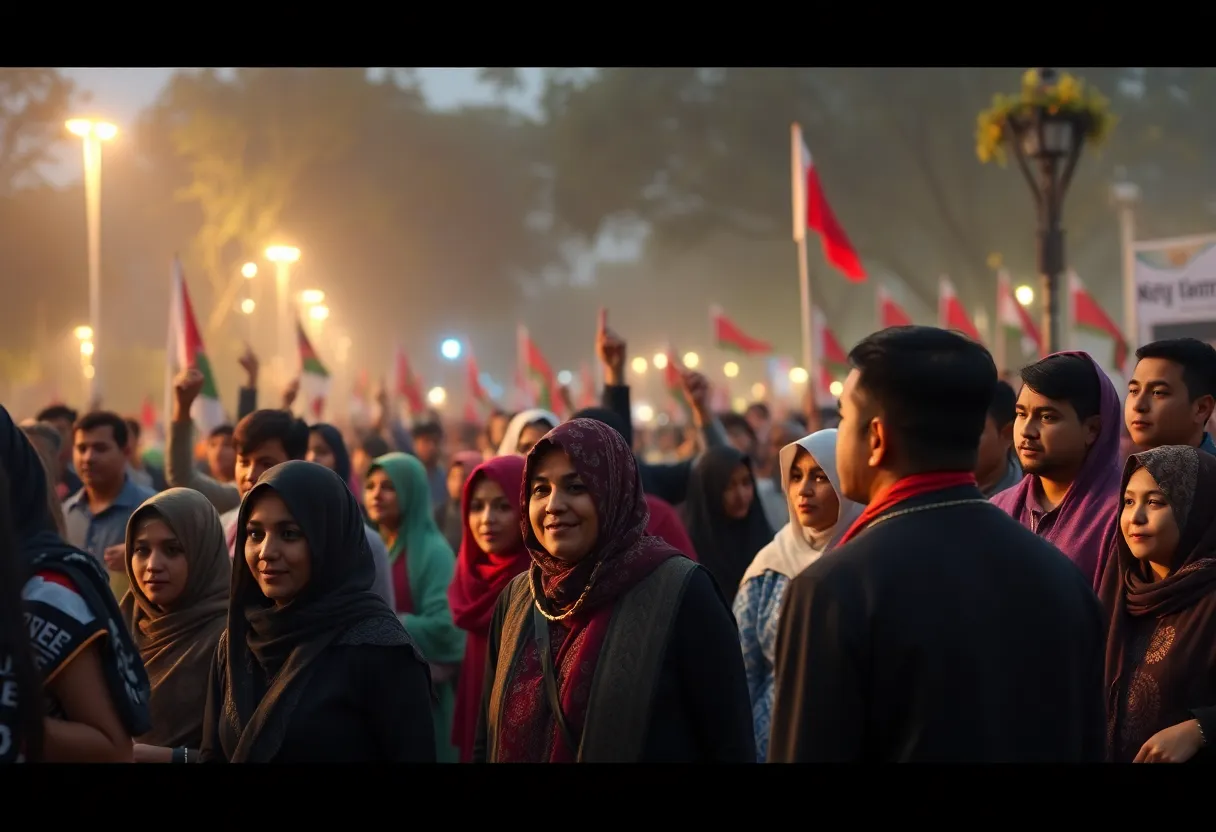 A gathering of Afghan community members in Houston showing solidarity and support.