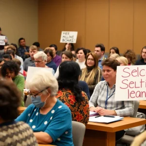 Community members expressing opinions at a school board meeting