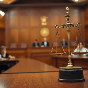 Courtroom scene emphasizing justice and legal decisions.