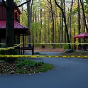 Police investigation scene of decomposed body discovery in Nashville