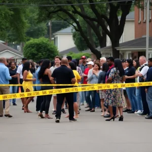 Scene of a block party in East Nashville with police presence after a shooting incident
