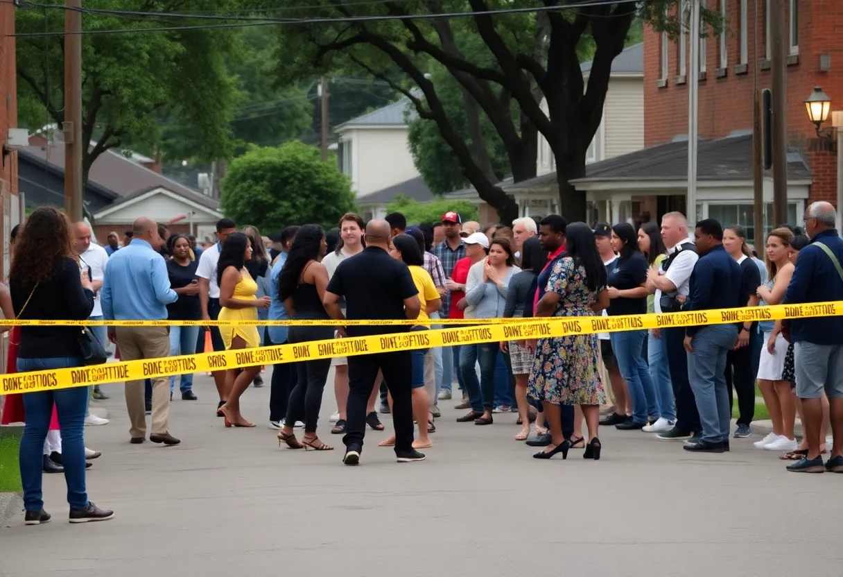 Scene of a block party in East Nashville with police presence after a shooting incident