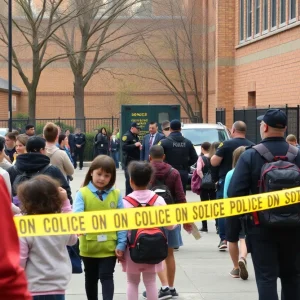 University School of Nashville evacuation scene with police presence