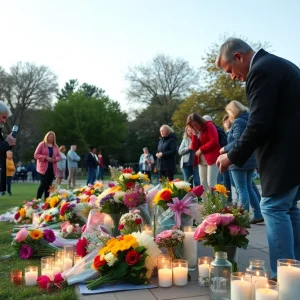 Community members gathering for a tribute in Hendersonville park