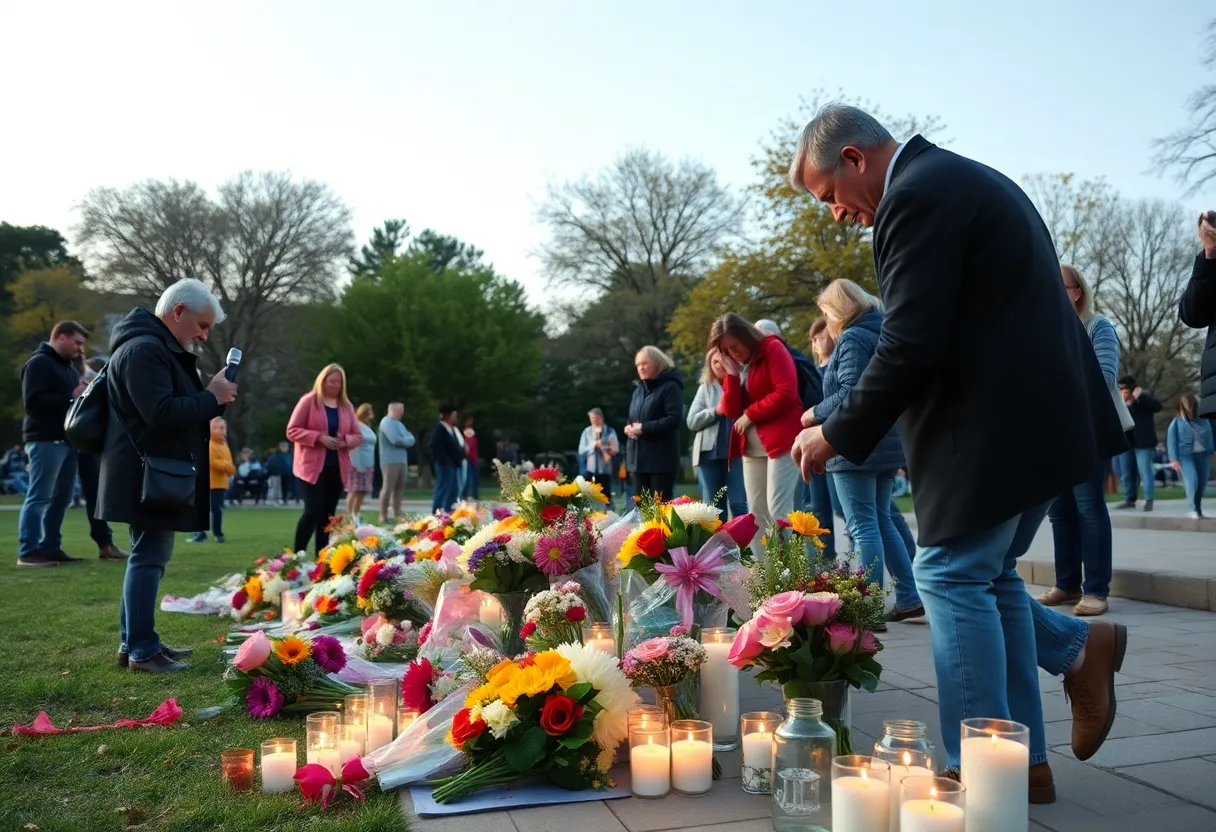 Community members gathering for a tribute in Hendersonville park