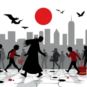 Illustration representing human trafficking and escape