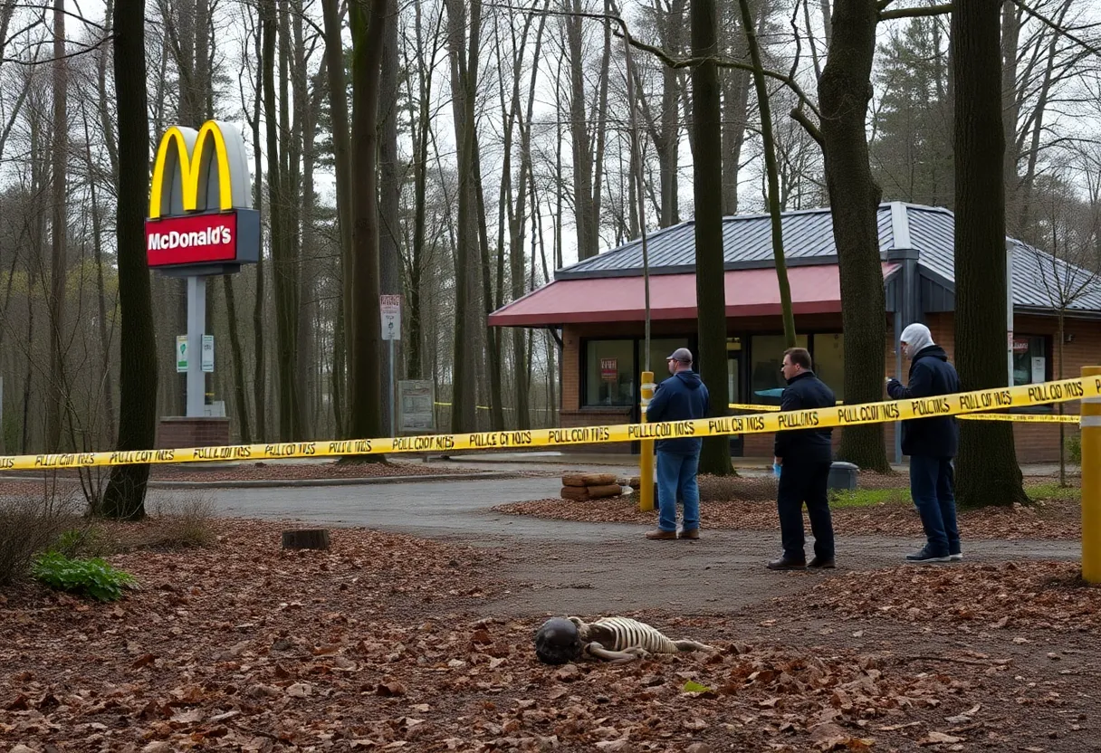 Police conducting an investigation in a wooded area behind McDonald's in Nashville