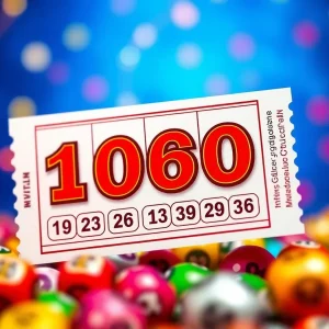 Lottery ticket with winning numbers displayed