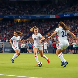 Action shot of Memphis women's soccer team during a match