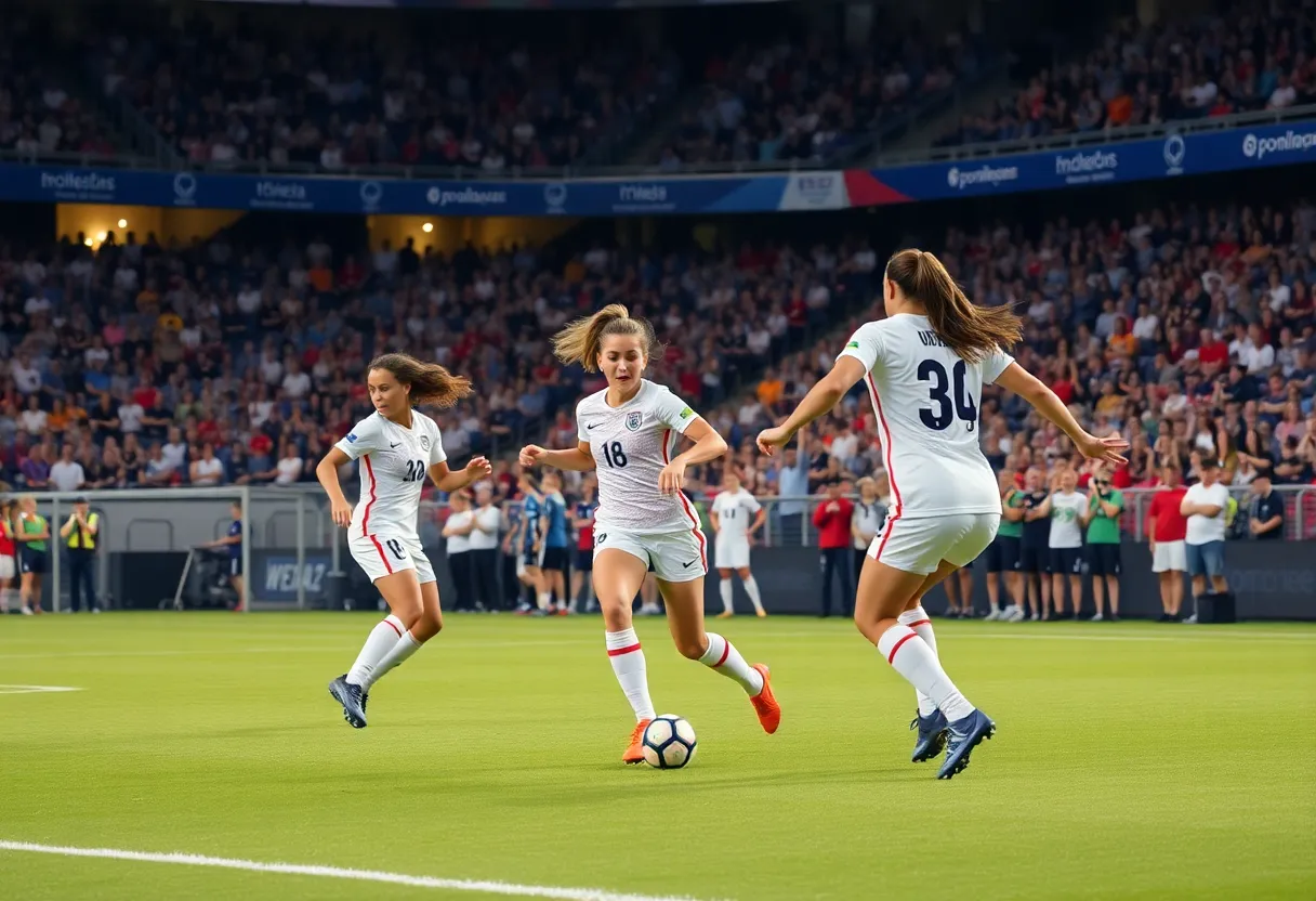 Action shot of Memphis women's soccer team during a match