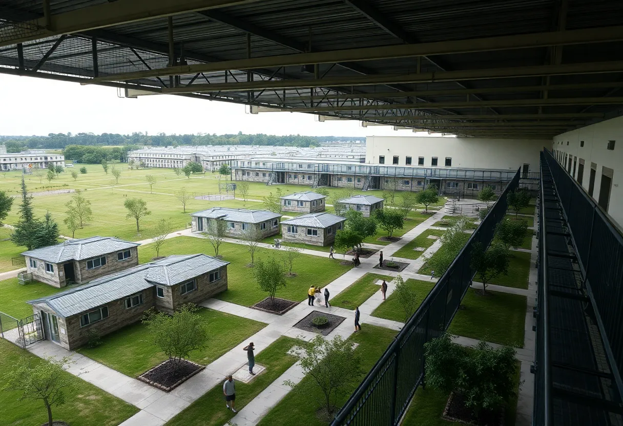 Overview of a minimum-security prison facility