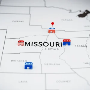 Map indicating congressional districts in Missouri with redistricting effects