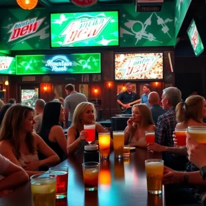 Guests enjoying the Mountain Dew Nashville takeover at a honky-tonk.