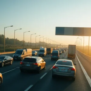 Early morning traffic on a Nashville highway