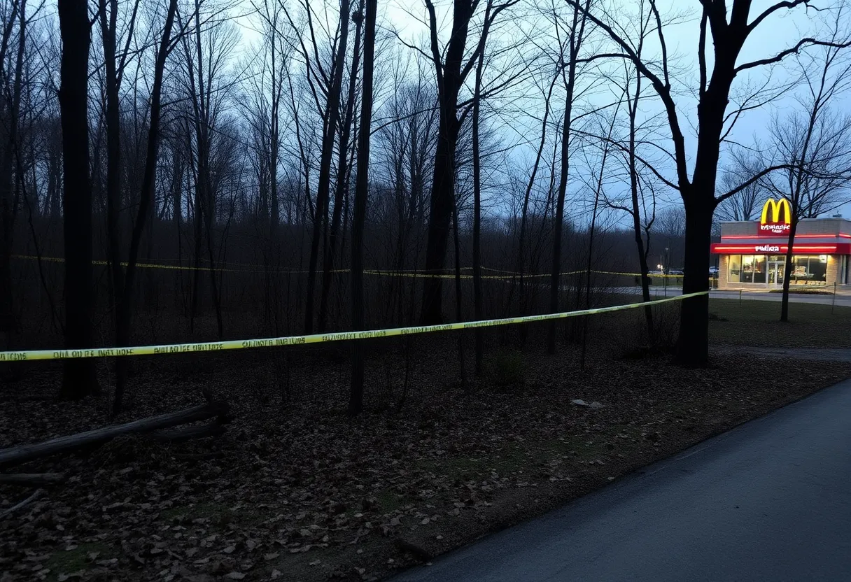 Wooded area in Nashville with police presence