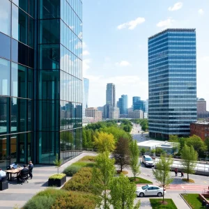 Urban office building in Nashville with cityscape