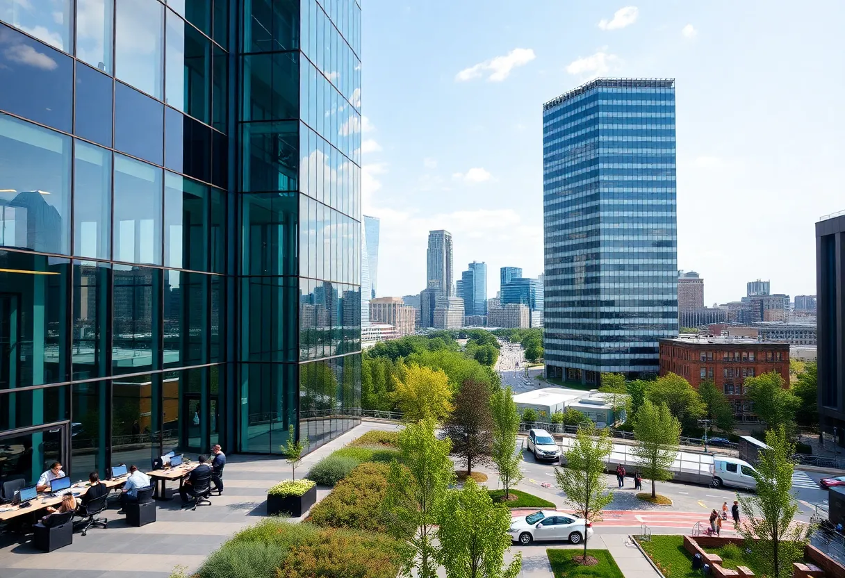 Urban office building in Nashville with cityscape