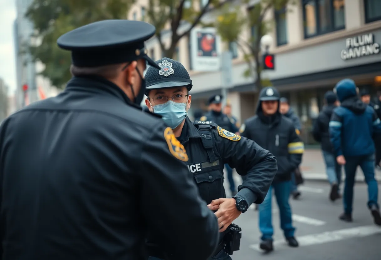 Nashville police conducting an arrest in the city