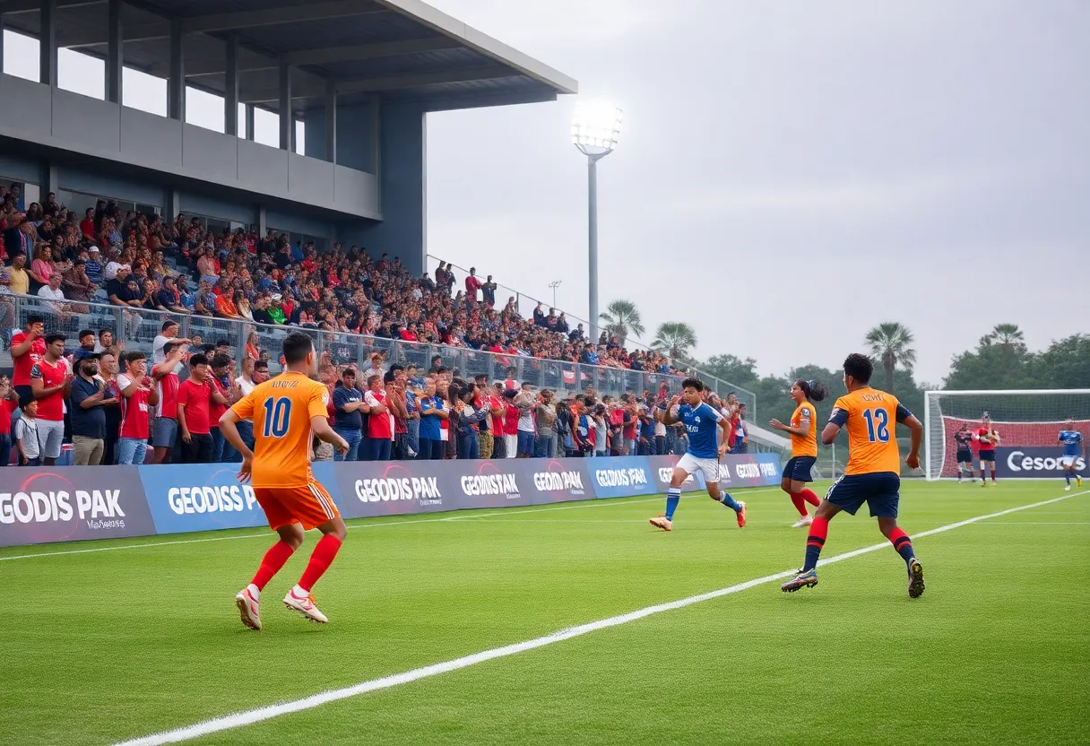 Nashville SC soccer game with fans in the stands at GEODIS Park