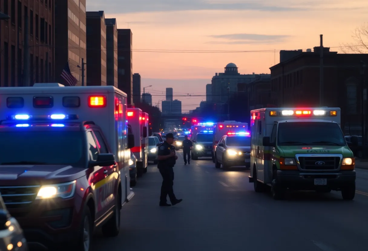 Police and emergency vehicles at the scene of a shooting in Nashville