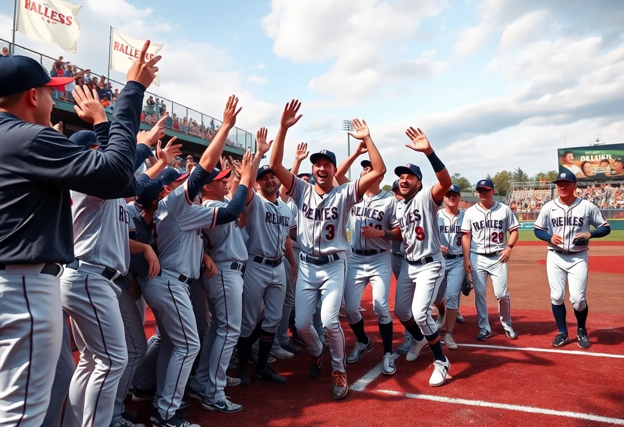 Nashville Sounds team celebrating on the field after a victory