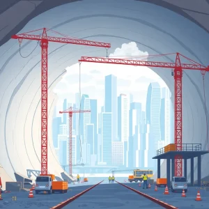 Construction site of Nashville's underground tunnel project by Boring Company