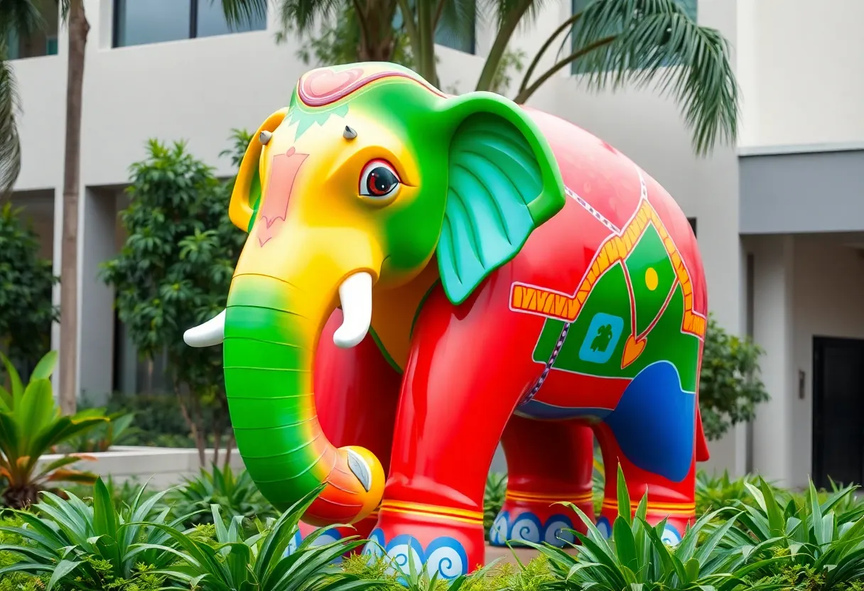 Life-sized elephant statue in West Nashville