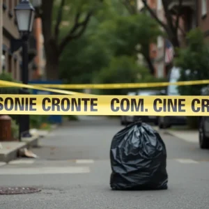 Crime scene investigation with police tape and garbage bag in Nashville, TN