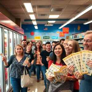 Supermarket scene in Spring Hill, TN with Lotto tickets