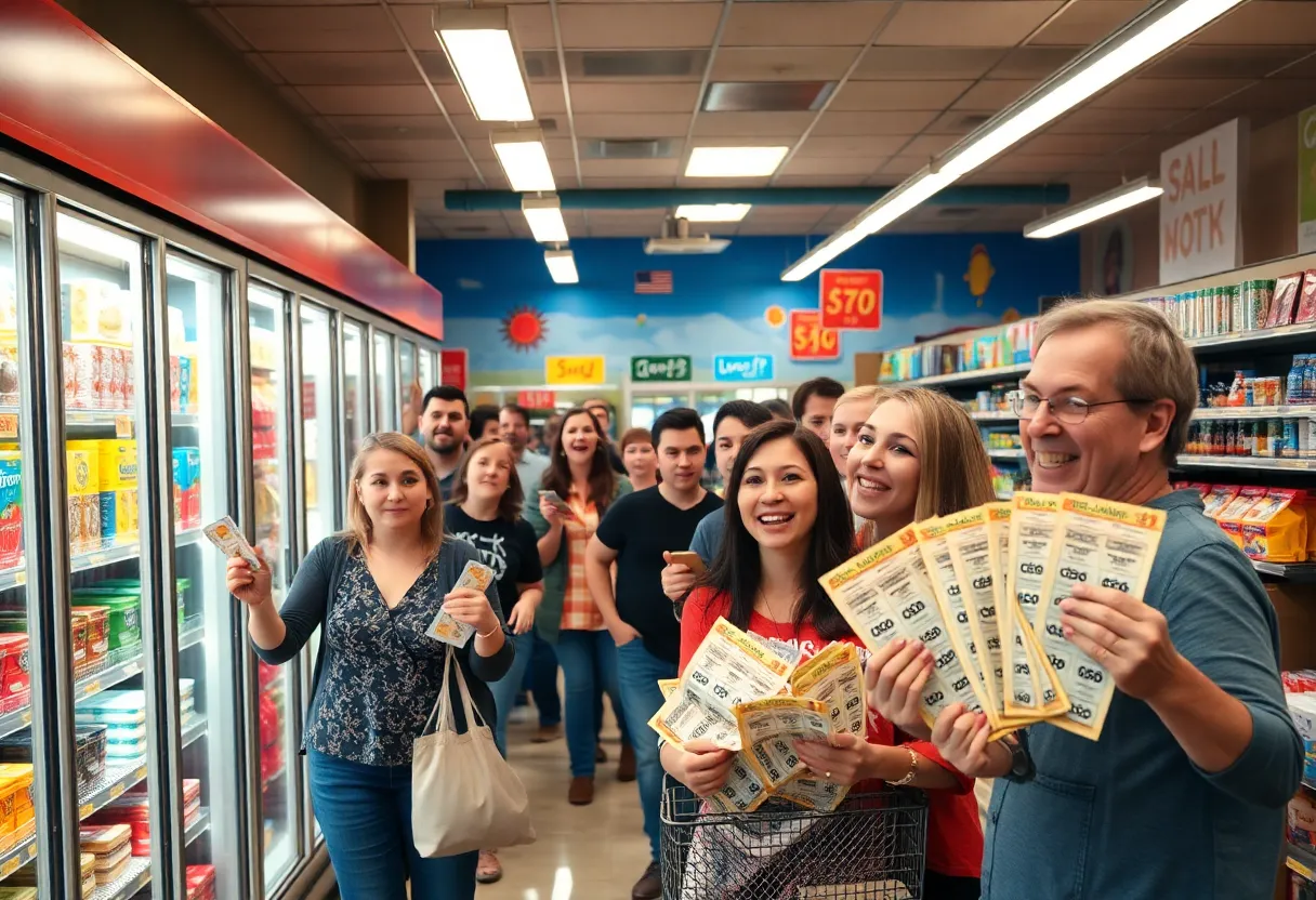Supermarket scene in Spring Hill, TN with Lotto tickets
