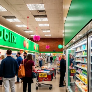 Publix grocery store in Spring Hill, Tennessee with a lottery sign