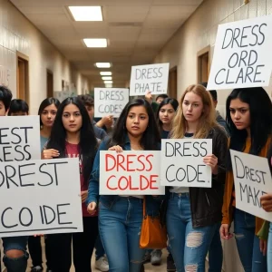 Students protesting against a school dress code